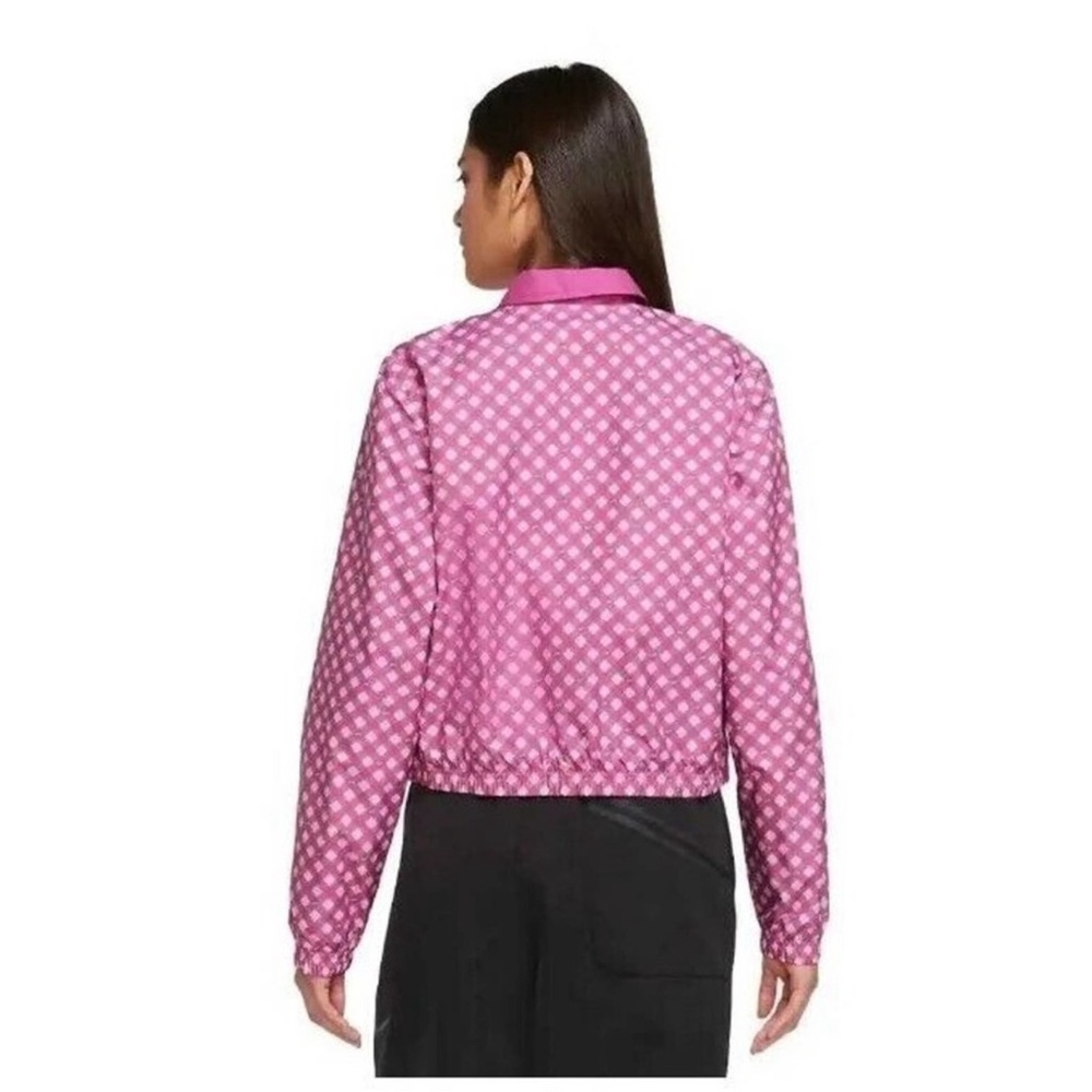 Women's Nike Sportswear Gingham Coach Jacket fuchsia size XL - Picture 2 of 3